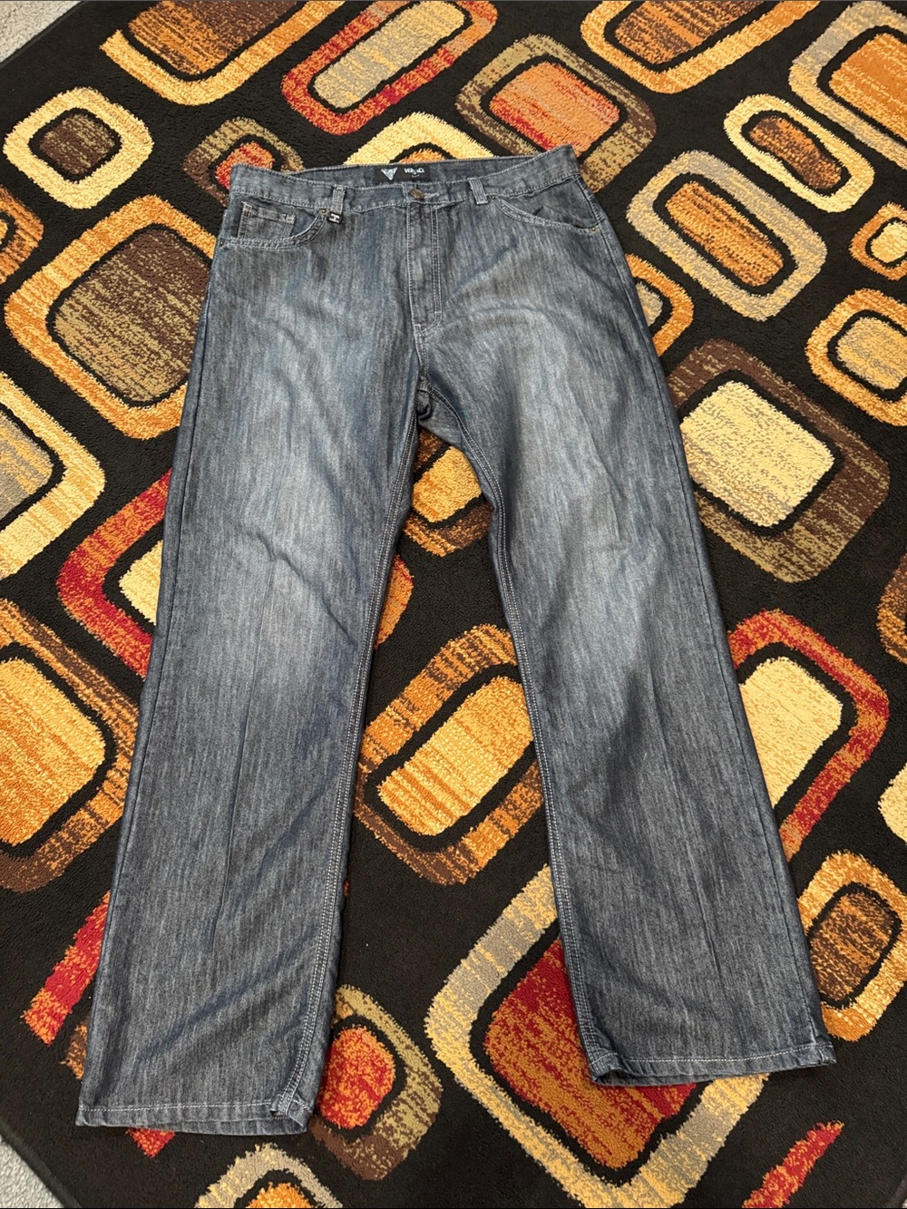 Versace Men’s Relaxed Straight-Leg Jeans in Medium Blue